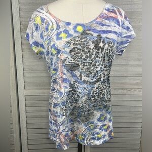 CACHE Y2K Leopard Burnout Tee Multi Color-Large